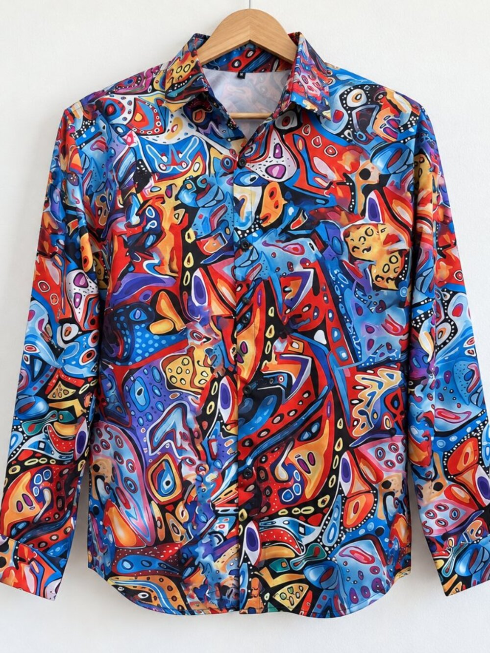 Abstract Art Print Long Sleeve Button-Up Shirt Men’s XL Multicolor NWOT